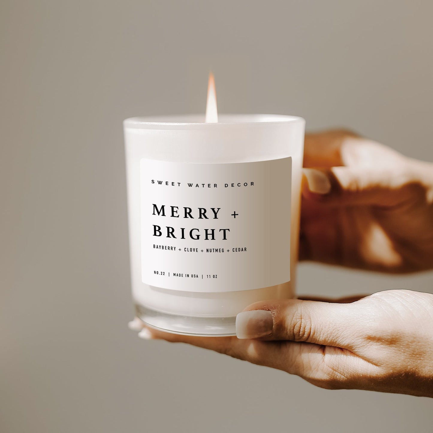 Merry and Bright Soy Candle - White Jar - 11 oz