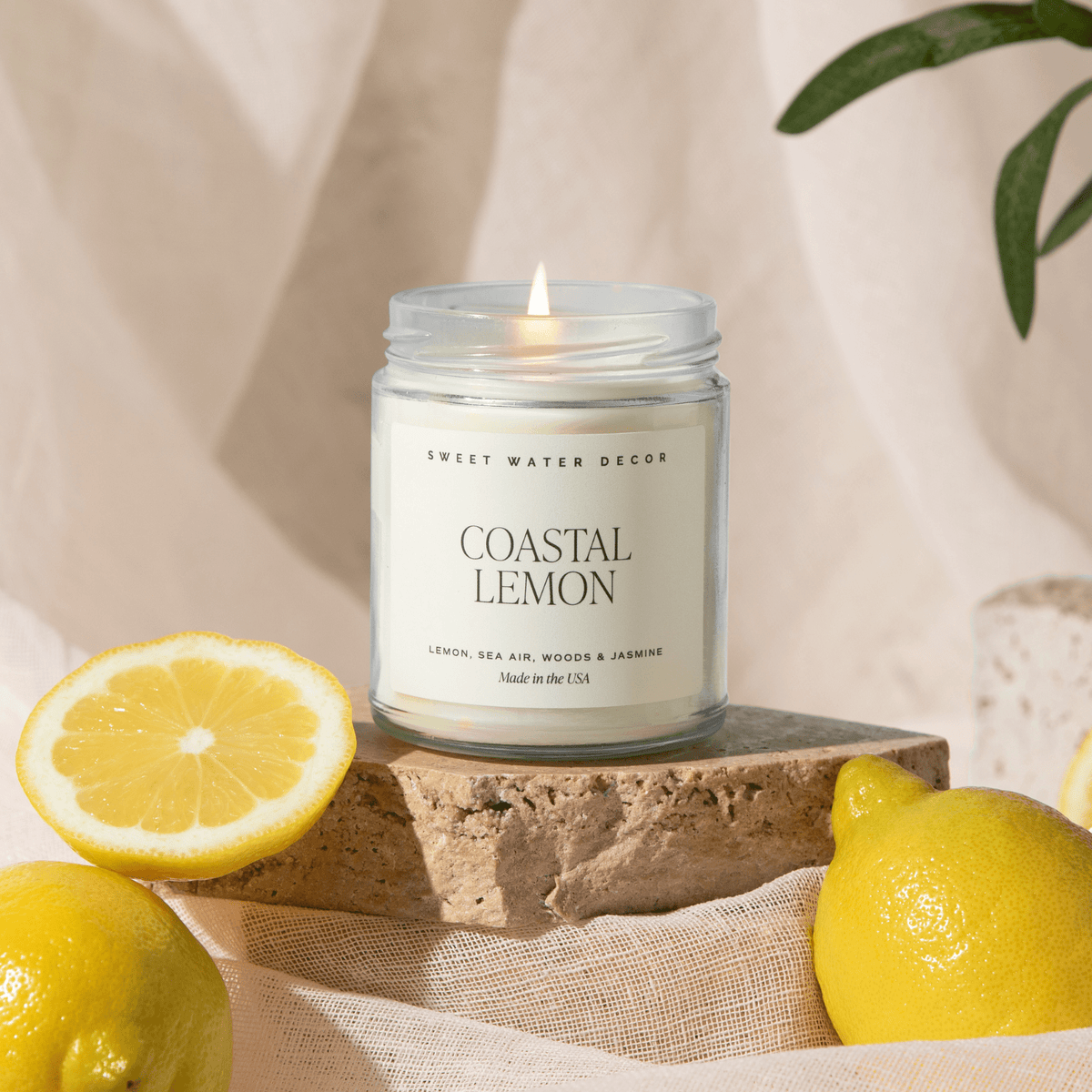 Coastal Lemon Soy Candle - Clear Jar - 9 oz