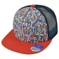 Wheres Waldo Screen Print Trucker Mesh Flat Bill Two Tone Snapback Hat Cap