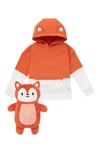Cubcoats Kids Transforming 2 in 1  Unisex Flynn the Fox 2-in-1 Stuffed Animal Hoodie in Burnt Orange