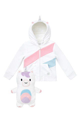 Cubcoats Transforming 2 in 1 Uki Unicorn 2-in-1 Stuffed Animal Hoodie White