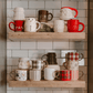White Plaid 14 oz Gold Handle Coffee Mug
