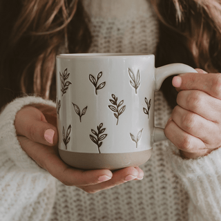 Brown Leaves 14oz. Stoneware Coffee Mug