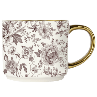 Brown Delft 14oz. Gold Handle Coffee Mug
