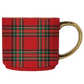 Red Plaid 14oz. Gold Handle Coffee Mug