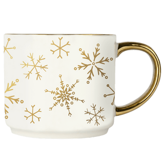 Gold Snowflakes 14oz. Gold Handle Coffee Mug
