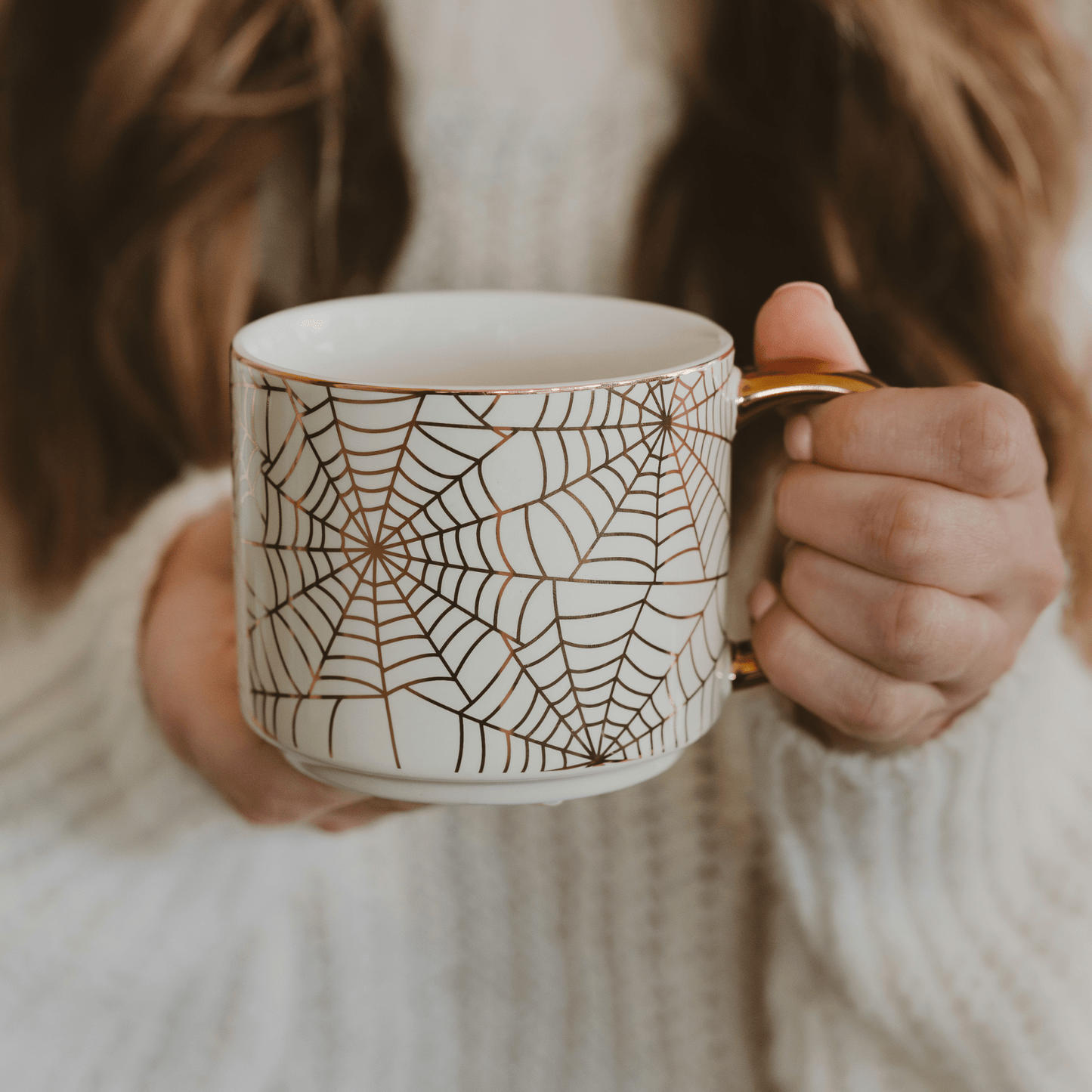 Spiderwebs 14 oz Gold Handle Coffee Mug