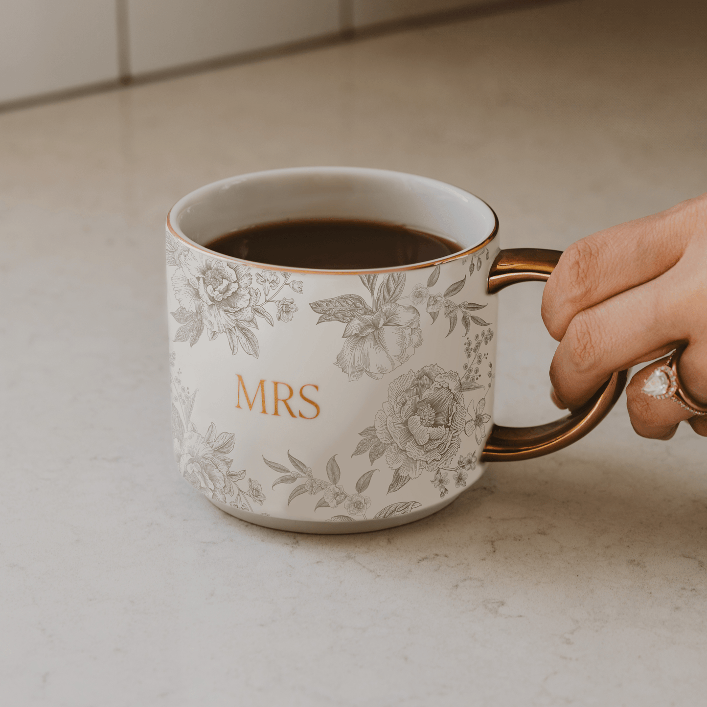 Mrs 14oz. Gold Handle Coffee Mug