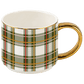 Green Plaid 14 oz Gold Handle Coffee Mug