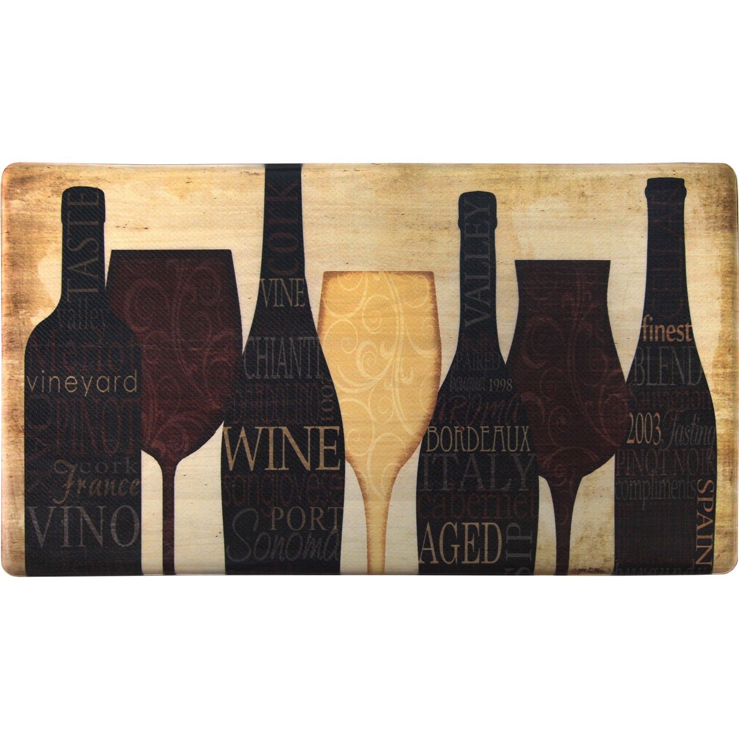 Oversized 20"x36" Feel at Ease Anti-Fatigue Kitchen Mat (Wine Silhouette)