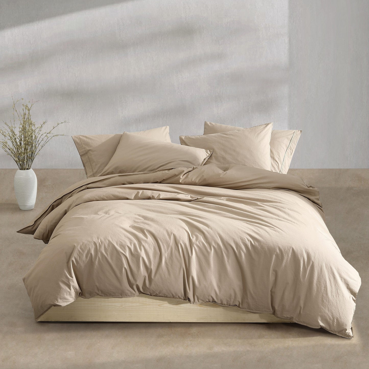 Calvin Klein Washed Percale Solid Cotton Duvet Cover Set