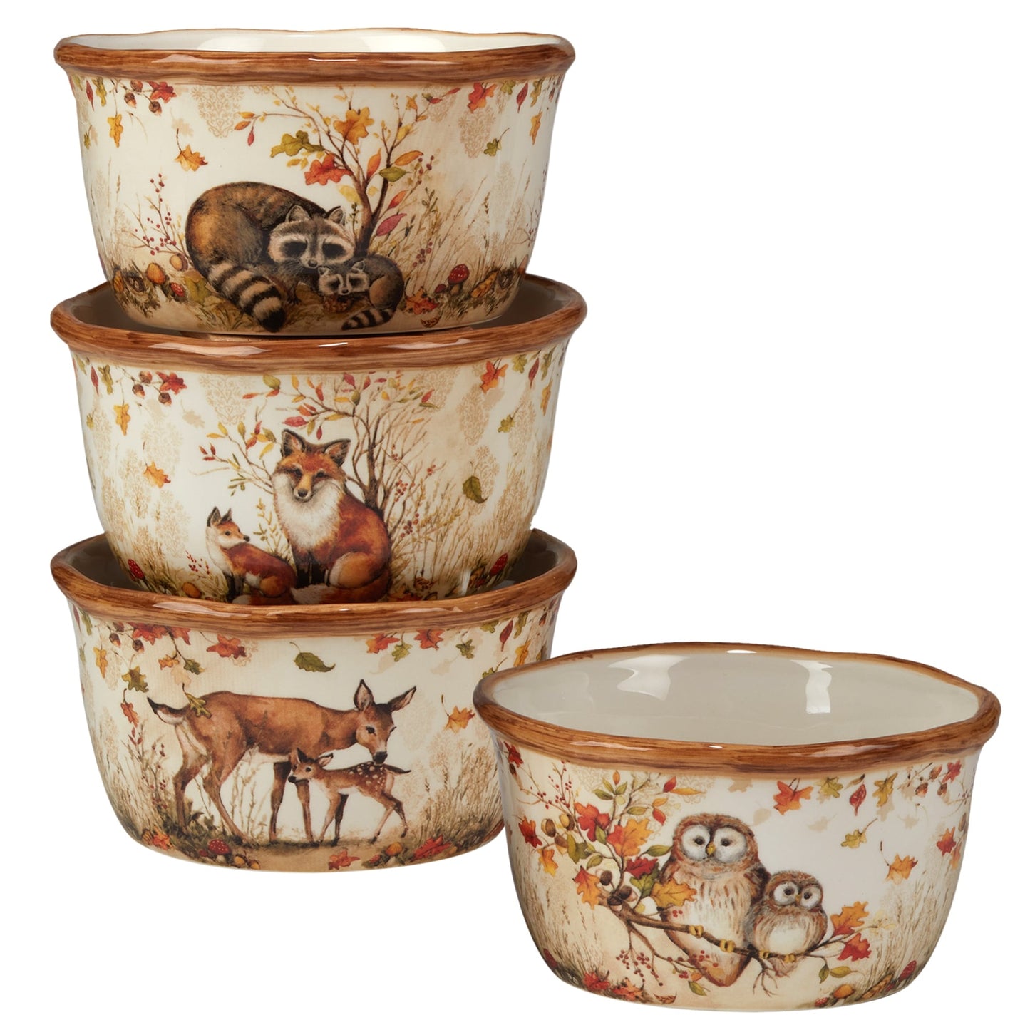 Certified International Pine Forest 22 oz Ice CreamDessert Bowls Set of 4