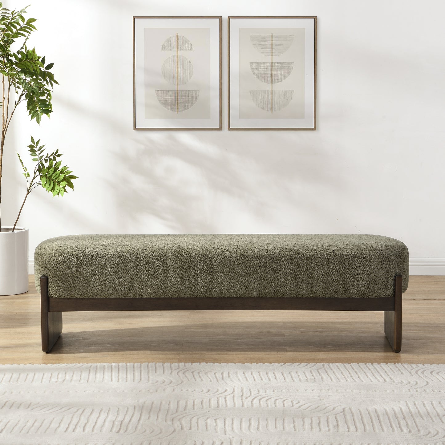 Christopher Knight Home  Gazena Large Ottoman Bench with Rubberwood Base  64 W x 185 D x 185 H
