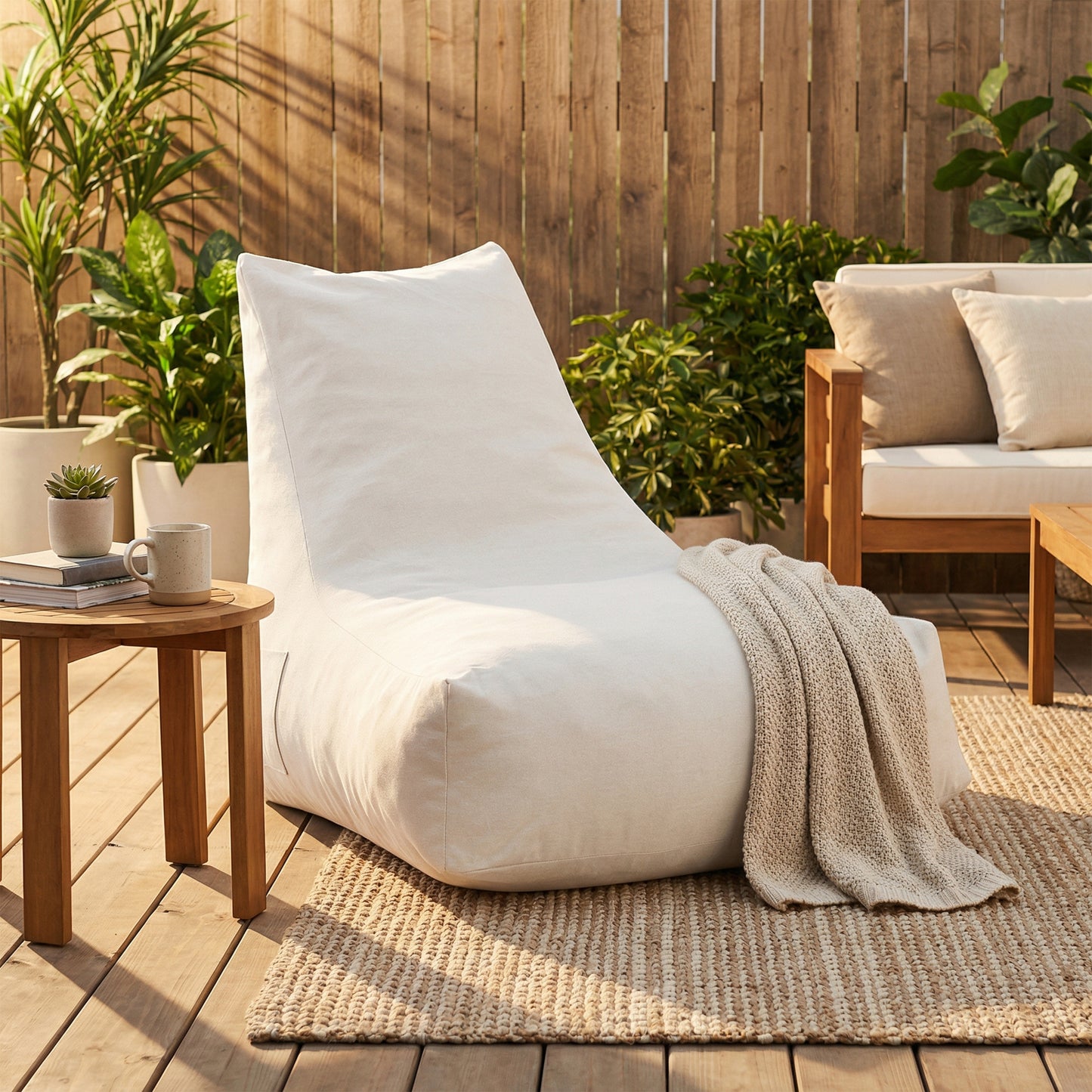 Christopher Knight Home  Lila Outdoor Patio Ergonomic Upholstered Bean Bag Chair with Shredded Foam Filled  Removable Cover