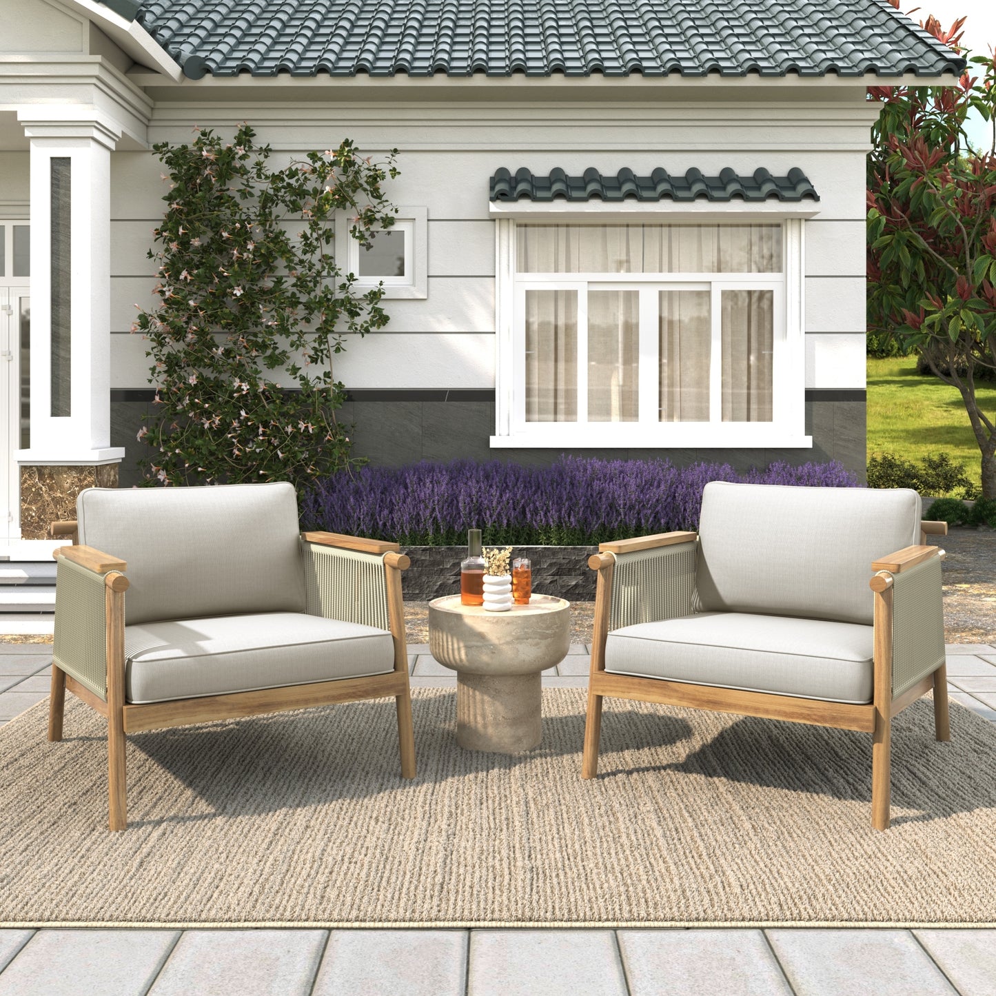 Christopher Knight Home  Sumbawa Outdoor Club Chair with Stylish Rope Design Set of 2