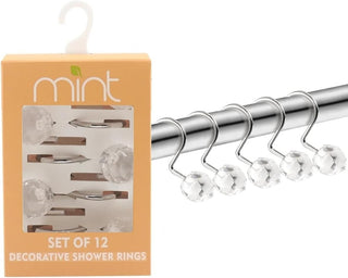 Set of 12 Rust Resistant Shower Curtain Hooks - 6 Designs!