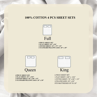 4-Piece 100% Cotton Solid Sheet Set – 300 Thread Count, Luxury Extra Soft