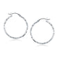 14k White Gold Diamond Cut Hoop Earrings