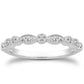 14k White Gold Vintage Look Fancy Pave Diamond Milgrain Wedding Ring Band
