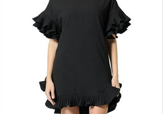 Gracia Womens Pleated Midi Shift Dress Black Size M