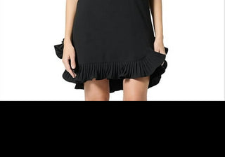 Gracia Womens Pleated Midi Shift Dress Black Size M