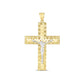14k Two Tone Gold High Polish Diamond Cut Cross Pendant