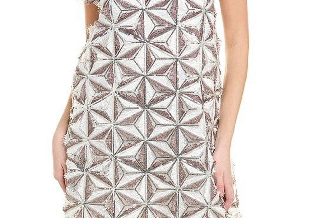 Gracia womens Glitter Geometry Pattern Shift Dress White Size M