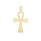 14k Yellow Gold High Polish Textured Ankh Pendant
