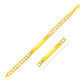 14k Two Tone Gold 8 1/2 inch Mens Wide Curb Chain ID Bracelet with White Pave