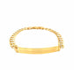 14k Two Tone Gold 8 1/2 inch Mens Narrow Curb Chain ID Bracelet with White Pave