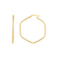 14K Yellow Gold Hexagon Hoop Rounded Edge Earrings
