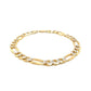 7.0mm 14K Yellow Two Tone Solid Pave Figaro Bracelet