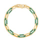 14k Yellow Gold Malachite Paperclip Gem Link Bracelet (7.00 mm)