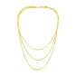14k Yellow Gold Three Strand Herringbone Chain Necklace