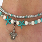 Turquoise Turtle Two Row Anklets