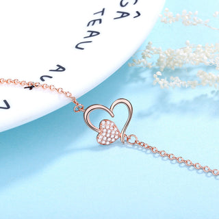 14K Gold Heart Anklet with Crystals