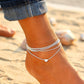 Sterling Silver Four Row Heart Anklet