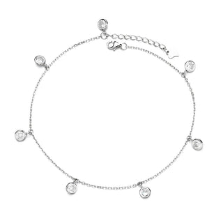 Sterling Silver Bezel Anklet with Crystals