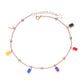 18K Rose Gold Multi Colored Charm Anklet