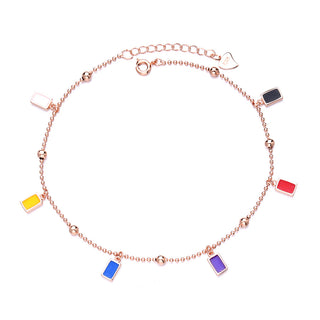 18K Rose Gold Multi Colored Charm Anklet