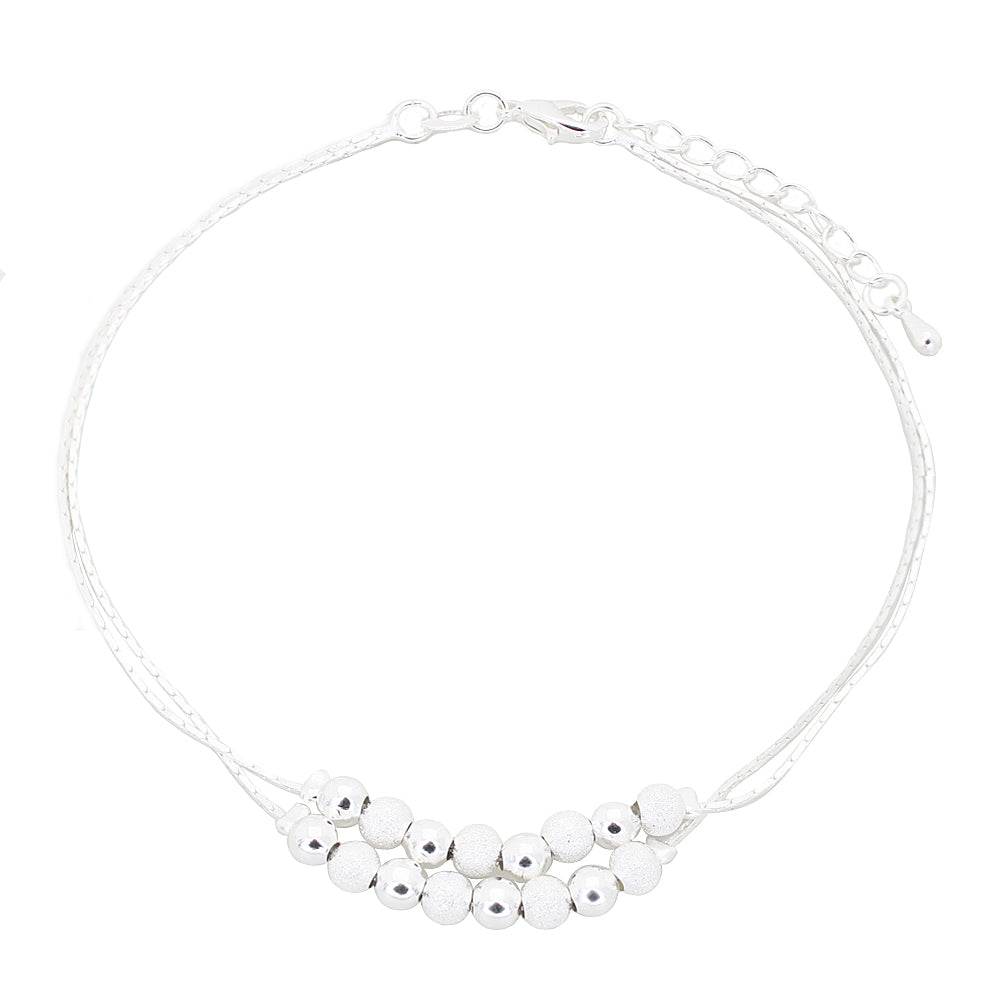 Ball Bead Anklet in 14k White Gold