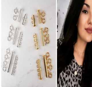 Sterling and 14K Gold Necklace Layering Clasp (4 Piece Set)