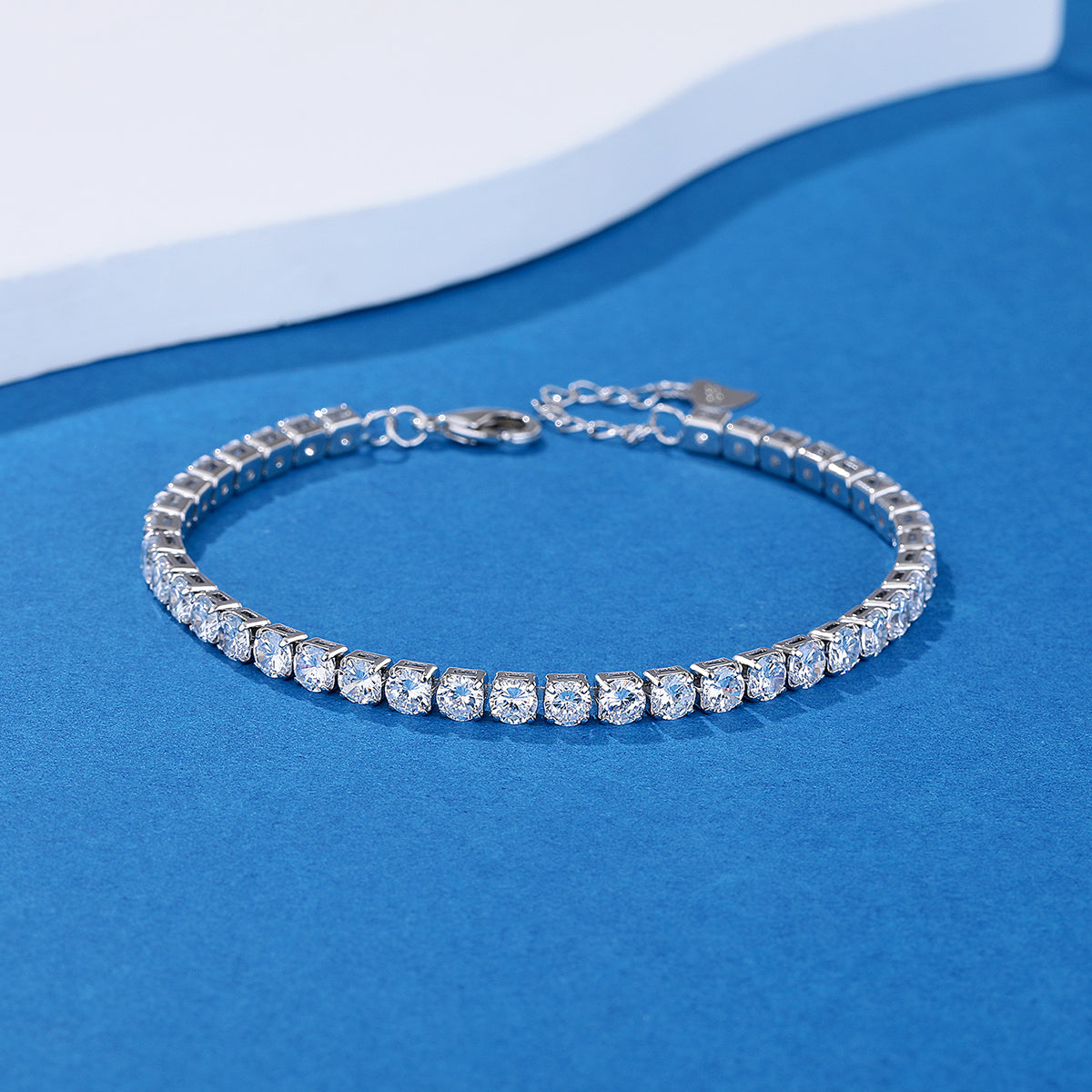 14K Gold Genuine Crystal Tennis Bracelet