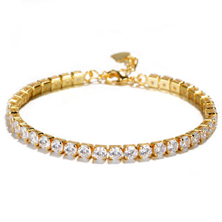 14K Gold Genuine Crystal Tennis Bracelet