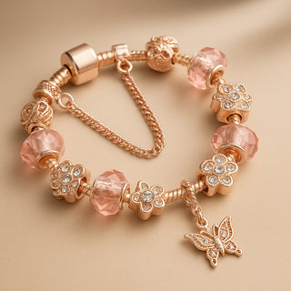 Swarovski Crystal Murano Butterfly Bracelet in 14K Rose Gold