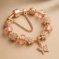 Pink  Crystal Murano Butterfly Bracelet in 14K Rose Gold