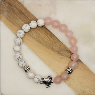 Genuine Quartz and Turtle Healing Bracelet