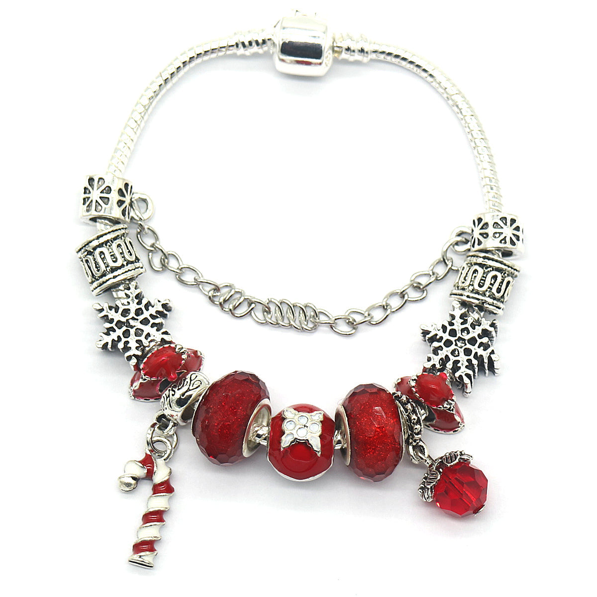 Murano and Simulated Diamond Christmas Bracelet
