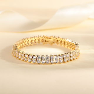 18K Gold Tennis Bracelet with Simulated Diamonds