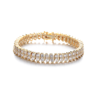 18K Gold Tennis Bracelet with Simulated Diamonds